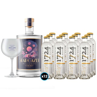 PACK STARGAZER® - TÓNICA 1724 Nº2: 1x Stargazer® Gin 700cc 42º alc. + 12x Agua Tónica 1724 200cc + 1x Copa Gin Stargazer