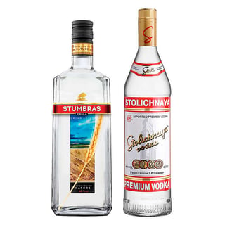 PACK STOLICHNAYA + STUMBRAS:  1x Vodka Stumbras 700cc 40º alc. + 1x Vodka Stolichnaya 750cc