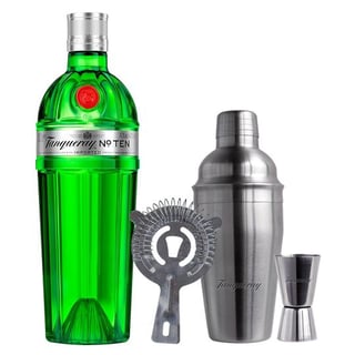 PACK TANQUERAY: 1X Gin Tanqueray N°10 750cc + 1X Coctelera Tanqueray