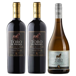 PACK TORO DE PIEDRA RINCIÓN DE LOS VIENTOS: 1X Vino Toro de Piedra Rincón de los Vientos Carmenere 750cc + 1X Vino Toro de Piedra Rincón de los Vientos Cabernet Sauvignon 750cc + 1X Vino Toro de Piedra Edición Costera Sauvignon Blanc 750cc