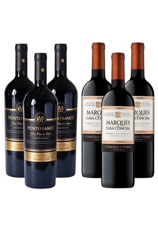 Pack Vino 3 Marques Casa Concha Carme 750cc + 3 Montefranco E. Negra CS 750cc