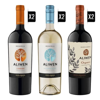 Pack Vino Aliwen: 2x Carmenere + 2x Sauvignon Blanc + 2x Aliwen Orgánico