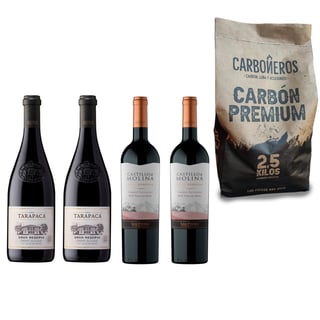 "Pack Vinos Gran Reserva Cabernet Sauvignon Viña San Pedro + Carbón Premium Carboneros 2