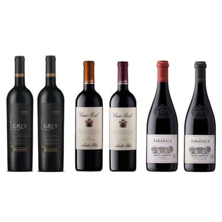 PACK VINOS GRAN RESERVA Nº8: Vino Ventisquero Grey Carmenere + Cabernet + Vinos Casa Real Carmenere + Cabernet + Vinos Tarapacá Gran Reserva Carmenere + Cabernet