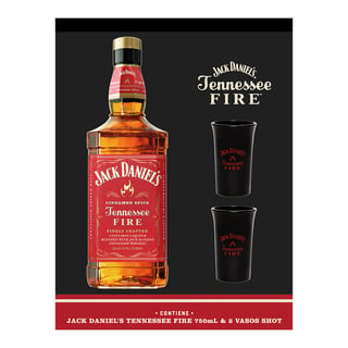 Pack Whiskey Jack Daniel´s Fire 750cc + 2 Vasos Shots Negros