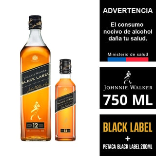 Pack Whisky Johnnie Walker black 750 + 200 ml