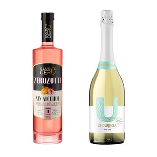 Pack Zerozotti Rosato Sin Alcohol 750ml + Espumante Undurraga U Brut Sin Alcohol 750ml