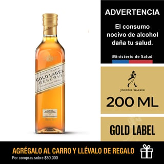 Petaca Whisky Johnnie Walker Gold Label Reserve 200 Cc