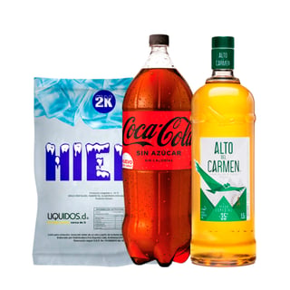 Pisco Alto Del Carmen 35° 1.5l + Coca Cola Zero 3l + Hielo 2kg