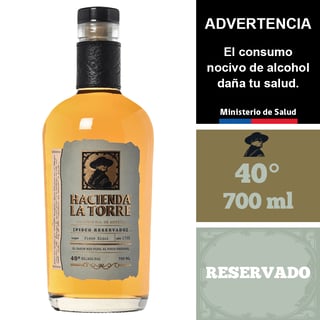 Pisco Hacienda La Torre Reservado 40° 700 Ml.