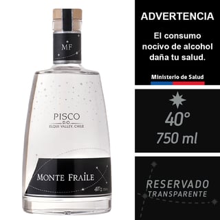 Pisco Monte Fraile Transparente 40° 750 Ml.