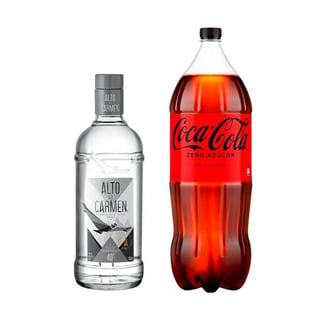 PROMO ALTO DEL CARMEN + COCA COLA 3 LTS: 1x Pisco Alto del Carmen Transparente 750cc 40º alc. + 1x Bebida Coca-Cola Zero Azúcar 3 L