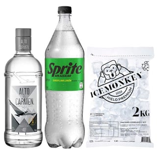 PROMO ALTO TRANSPARENTE + SPRITE ZERO 1.5 LTS + HIELO: Pisco Alto del Carmen Transparente 750cc 40º alc. + Bebida Sprite Sin Azúcar 1.5 L  + Hielo Ice Monkey 2 kg.