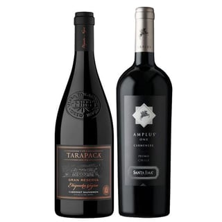 SELECCIÓN EXCLUSIVA: 1x Vino Santa Ema Amplus Carmenere 750cc + 1x Vino Tarapacá Etiqueta Negra Cabernet Sauvignon 750cc