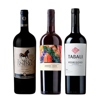 TRIFECTA BOOZ: 1x Vino Toro de Piedra Cabernet Sauvignon 750cc + 1x Vino 7 Colores Gran Reserva Carmenere 750cc + 1x Vino Tabali Pedregoso Gran Reserva Carmenere 750cc