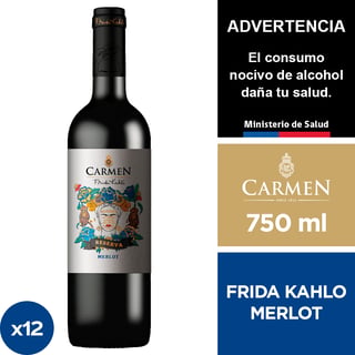 Vino Carmen Reserva Frida Kahlo Merlot 12 X 750 Ml.