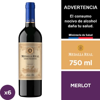 Vino Medalla Real Gran Reserva Merlot 6 X 750 Ml.