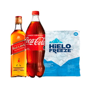 Whisky Johnnie Walker Etiqueta Roja 750cc + Coca Cola Original 1.5l + Hielo 2kg