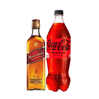 Whisky Johnnie Walker Red Label 750cc 40º alc. + 1 Coca Cola Sin Azúcar 1,5 Litros
