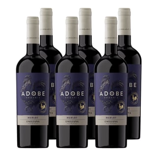 x6 Vino Adobe Reserva Orgánico Merlot 750ml ($3.690 c/u)