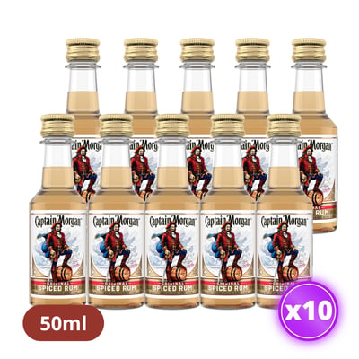 10x Miniatura Ron Captain Morgan - Spiced Gold 50ml (plástico)