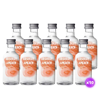 10x Miniatura Vodka Absolut Apeach - 50ml (vidrio)