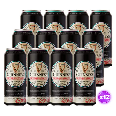 12x Cerveza Guinness Extra Stout 5˚ - Lata 473cc