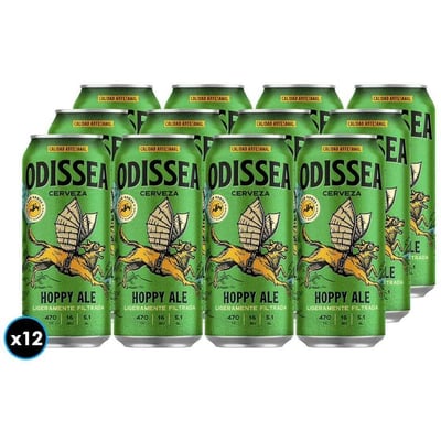12x Cerveza Odissea Hoppy Ale Lata 470cc