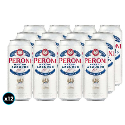 12x Cerveza Peroni Nastro Azurro Lata 500cc