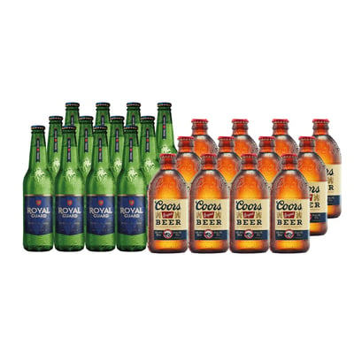 12x Cerveza Royal Guard 355cc + 12x Cervezas Coors Original 355cc