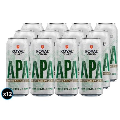 12x Cerveza Royal Guard Apa en Lata 470cc