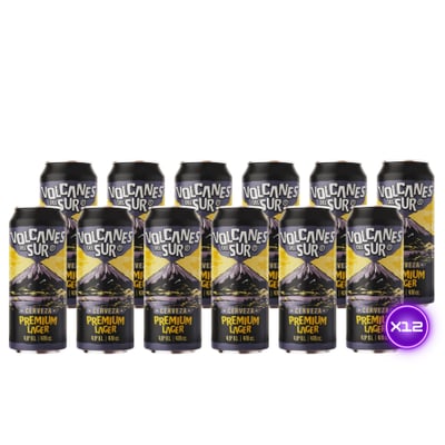 12x Cerveza Volcanes del Sur Premium Lager - Lata 470cc