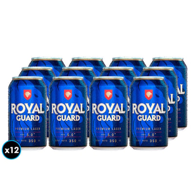 12x Cervezas Royal Guard en Lata 350cc