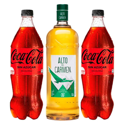 1x Pisco Alto del Carmen Especial 1,5 lts. 35º alc. + 2x Coca Cola Zero 1,5 Litros