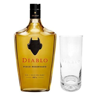 1x Pisco Diablo Reservado 700cc 40° alc. + 1x Vaso Diablo