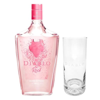 1x Pisco Diablo Rose 700cc 40° alc. + 1x Vaso Diablo