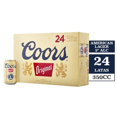 24x Cerveza Coors Lata 5° 350cc
