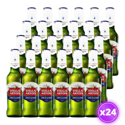 24x Cerveza Stella Artois Sin Alcohol Botellín 330cc