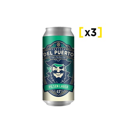 3x Cervezas Del Puerto Pilsen Lager Lata 473cc