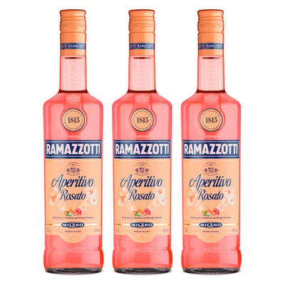 3x Licor Aperitivo Ramazzotti Rosato 700cc