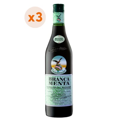 3x Licor Fernet Branca Menta Recetta Italiana 750cc