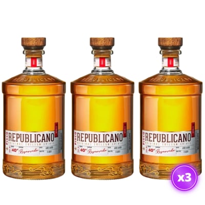 3x Pisco Republicano 40° - Añejado en Roble - 750ml