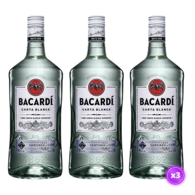 3x Ron Bacardi Carta Blanca - 1.75L