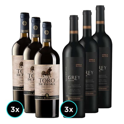 3x Toro de Piedra Cabernet Sauvignon 750cc + 3x Ventisquero Grey Cabernet Sauvignon 750cc