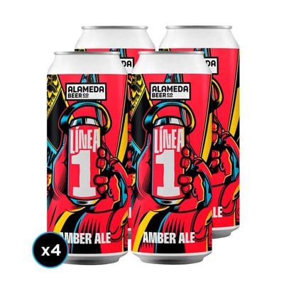 4x Cerveza Alameda Linea 1 Amber Ale Lata 473cc