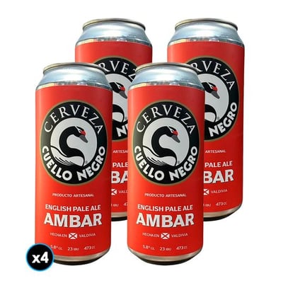 4x Cerveza Cuello Negro Ambar Lata 473cc