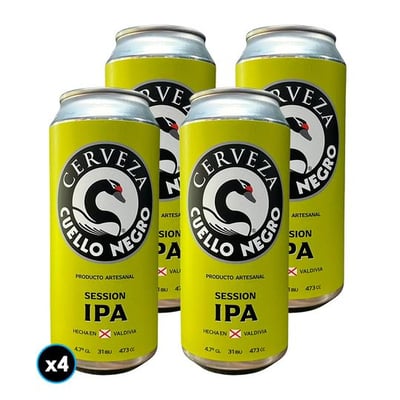 4x Cerveza Cuello Negro Ipa Session Lata 473cc