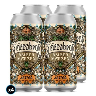 4x Cerveza Jester Feierabend Marzen Amber Lager en Lata 473cc