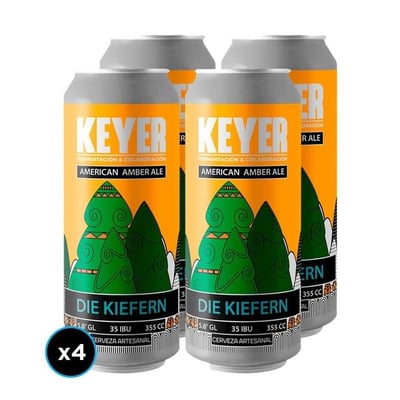 4x Cerveza Keyer Die Kiefern American Amber Ale Lata 473cc