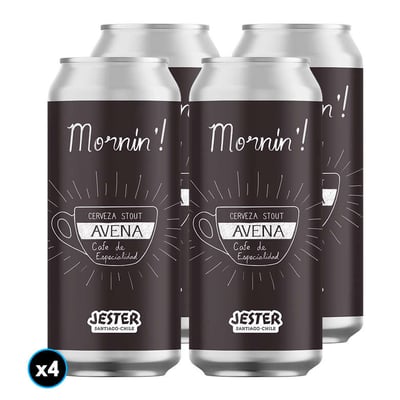 4x Cervezas Jester Mornin! Stout en Lata 473cc